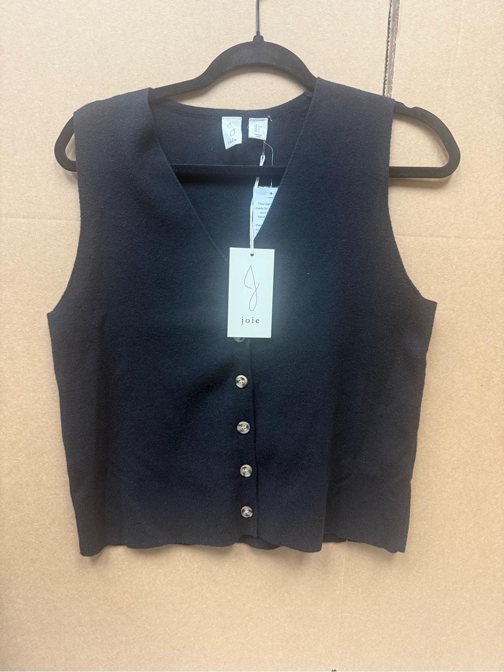 Joie Black V-Neck Sleeveless Button Tank